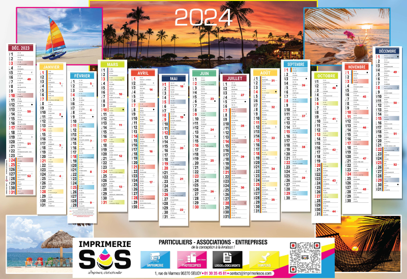 Calendrier publicitaire 2024 Imprimerie SOS