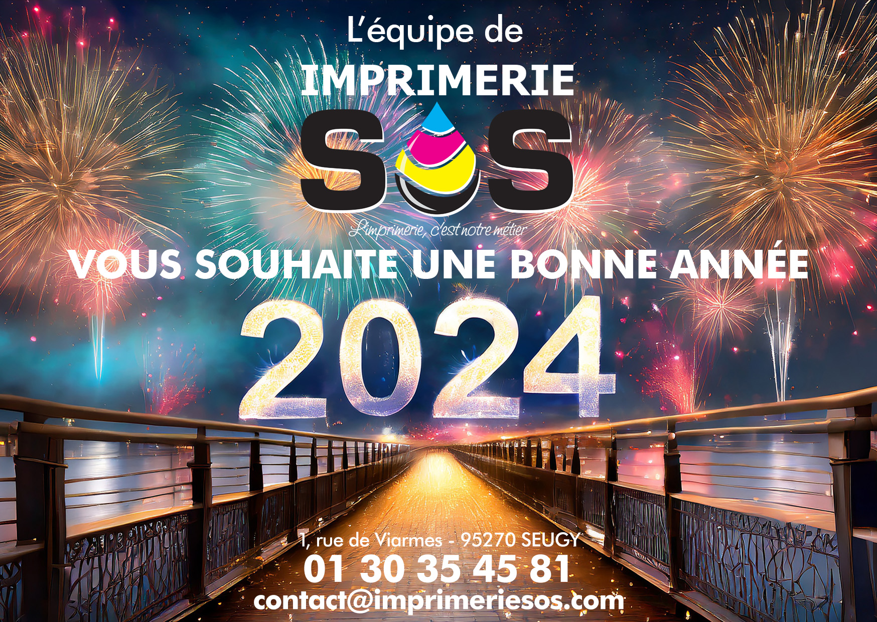 Cartes de voeux 2024 de l'imprimeur Imprimerie SOS (Oise, Val-d'Oise)