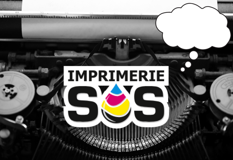 Image machine à écrire logo SOS et bulle de souvenir (pensée)